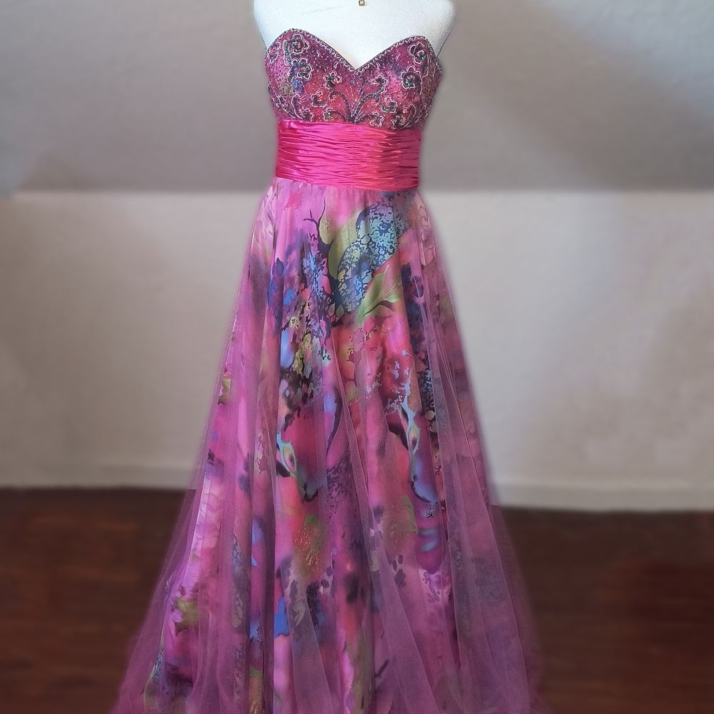 Pink Strapless Evening Gown